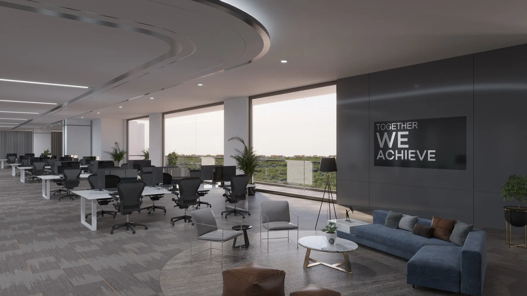 Typical office floor — perimeter glazing